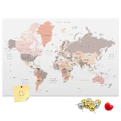 Nástěnka korková Podrobná mapa světa