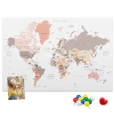 Nástěnka korková Podrobná mapa světa
