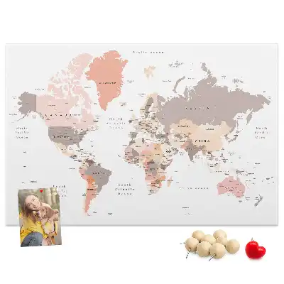 Nástěnka korková Podrobná mapa světa