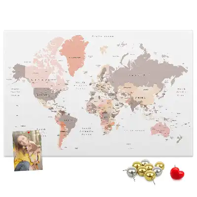 Nástěnka korková Podrobná mapa světa