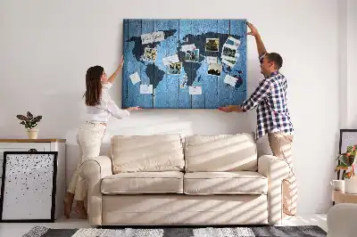 Nástěnka korková Mapa světa na hrací desce