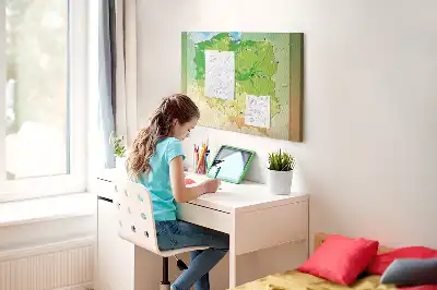 Nástěnka do dětského pokoje Fyzická mapa Polska