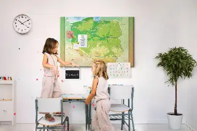 Nástěnka do dětského pokoje Fyzická mapa Polska