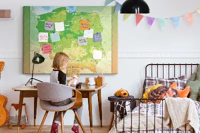 Nástěnka do dětského pokoje Fyzická mapa Polska