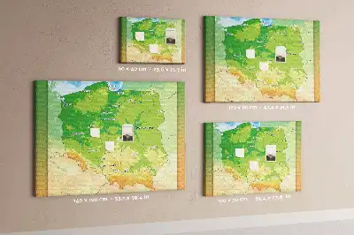 Nástěnka do dětského pokoje Fyzická mapa Polska
