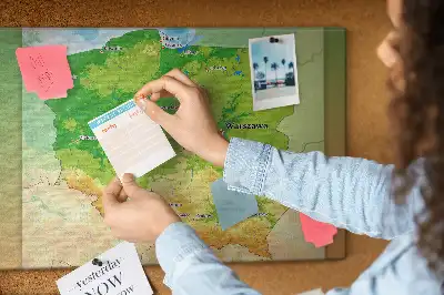 Nástěnka do dětského pokoje Fyzická mapa Polska