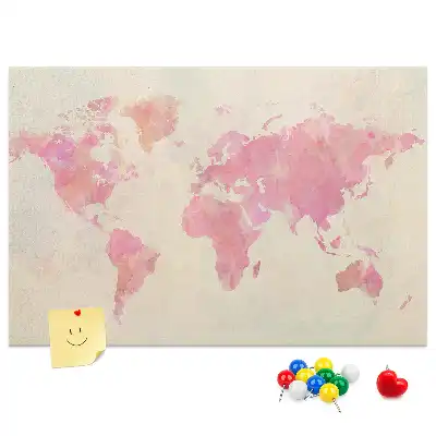 Korková tabule Mapa světa s akvarelem