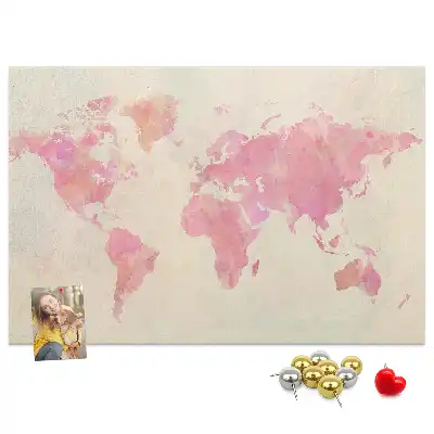 Korková tabule Mapa světa s akvarelem