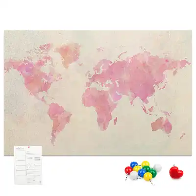 Korková tabule Mapa světa s akvarelem