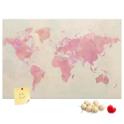 Korková tabule Mapa světa s akvarelem