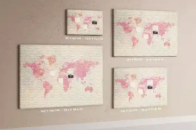 Korková tabule Mapa světa s akvarelem