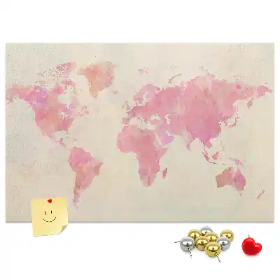 Korková tabule Mapa světa s akvarelem