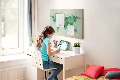 Nástěnka do dětského pokoje Mapa světa s akvarelem