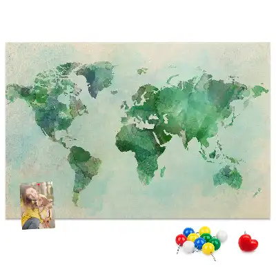 Nástěnka do dětského pokoje Mapa světa s akvarelem