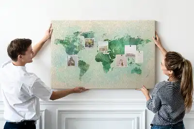 Nástěnka do dětského pokoje Mapa světa s akvarelem