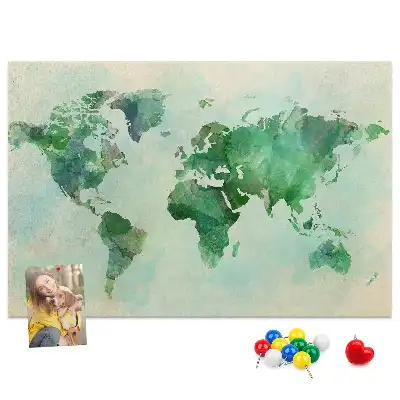 Nástěnka do dětského pokoje Mapa světa s akvarelem
