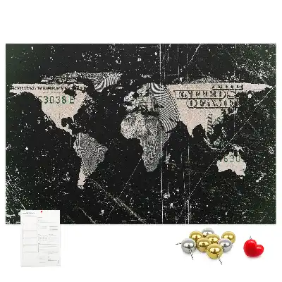 Korková nástěnka Mapa světa dolar