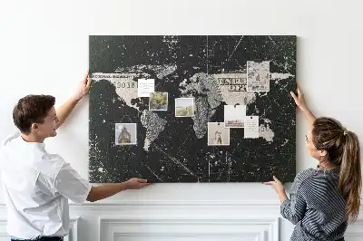 Nástěnka korková Mapa světa s dolary