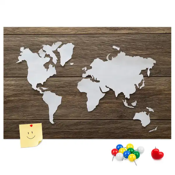 Nástěnka do dětského pokoje Mapa světa na deskách