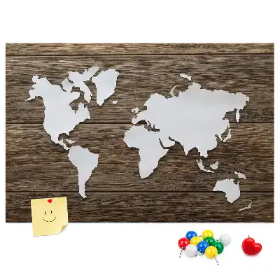 Nástěnka do dětského pokoje Mapa světa na prknech