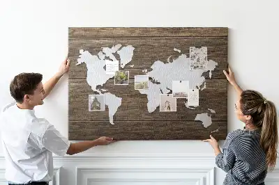 Nástěnka do dětského pokoje Mapa světa na prknech
