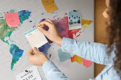 Nástěnka korková Akvarelová mapa světa