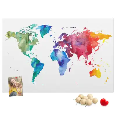 Nástěnka korková Akvarelová mapa světa