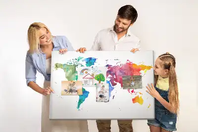 Nástěnka korková Akvarelová mapa světa
