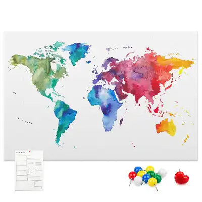 Nástěnka korková Akvarelová mapa světa