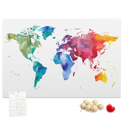 Nástěnka korková Akvarelová mapa světa