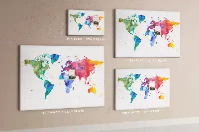 Nástěnka korková Akvarelová mapa světa