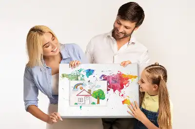 Nástěnka korková Akvarelová mapa světa