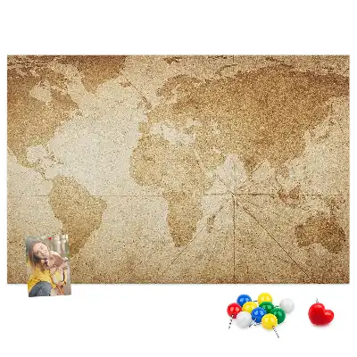 Nástěnka korková Mapa světa ve vintage stylu