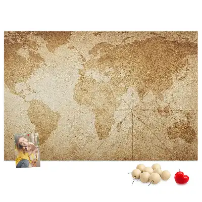Nástěnná korková tabule se vzorem staré mapy kontinentů