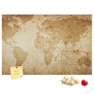 Nástěnka korková Mapa světa ve vintage stylu