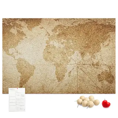 Nástěnka korková Mapa světa ve vintage stylu