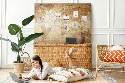 Nástěnka korková Mapa světa ve vintage stylu