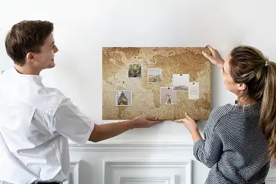 Nástěnka korková Mapa světa ve vintage stylu