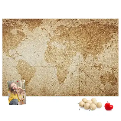Nástěnka korková Mapa světa ve vintage stylu