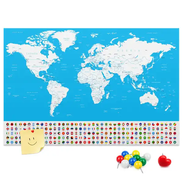 Korková nástěnka s obrysovou mapou států