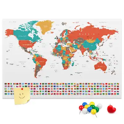 Nástěnka do dětského pokoje Barevná mapa světa