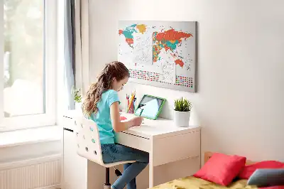 Nástěnka do dětského pokoje Barevná mapa světa