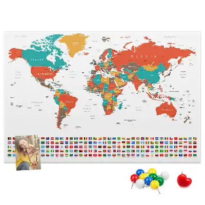 Nástěnka do dětského pokoje Barevná mapa světa
