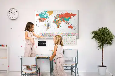 Nástěnka do dětského pokoje Barevná mapa světa
