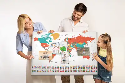 Nástěnka do dětského pokoje Barevná mapa světa