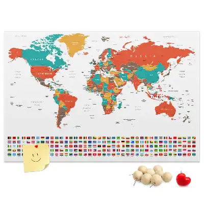 Nástěnka do dětského pokoje Barevná mapa světa