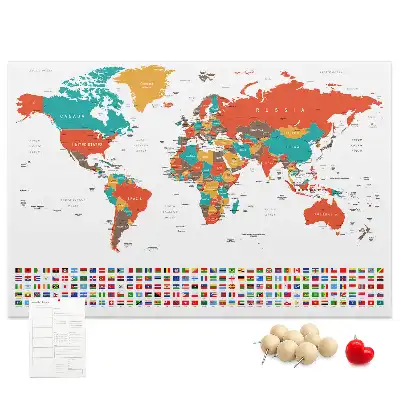 Nástěnka do dětského pokoje Barevná mapa světa