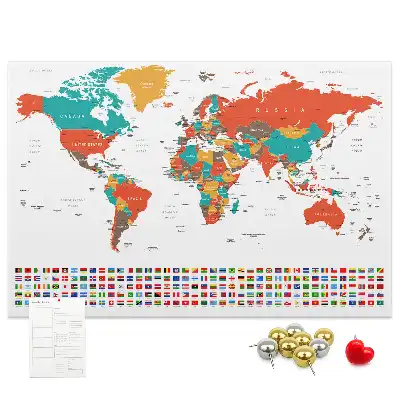 Nástěnka do dětského pokoje Barevná mapa světa