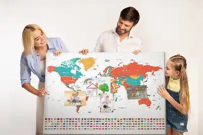Nástěnka do dětského pokoje Barevná mapa světa