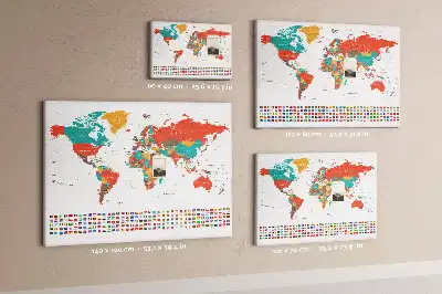 Nástěnka do dětského pokoje Barevná mapa světa